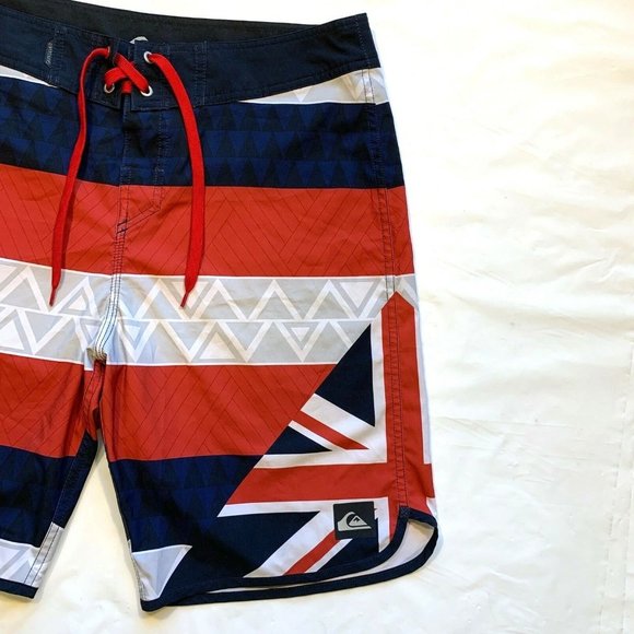 Quiksilver Board Shorts Swim Trunks Men’s 34 Surfing Beach Color Block Striped - Picture 5 of 12